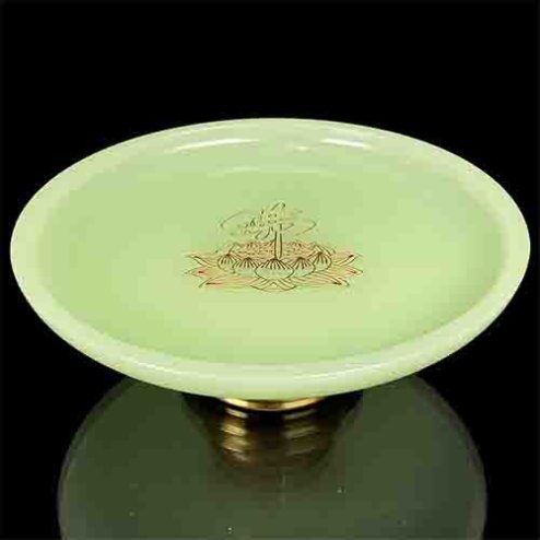 Mâm Bồng Đá Lưu Ly Xanh Ngọc Hoa Sen Chữ Phật DT288