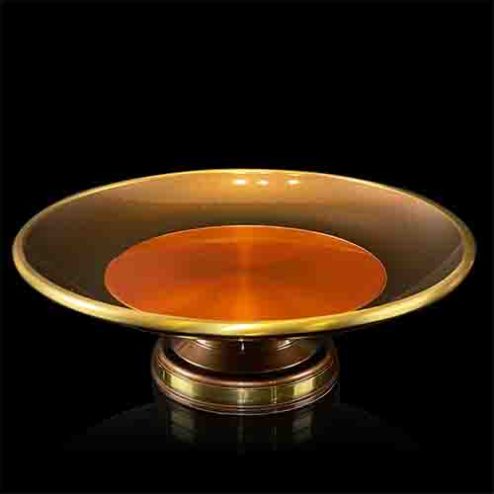 Mâm Bồng Đồng Đỏ Hoa Sen Chữ Phật DT211