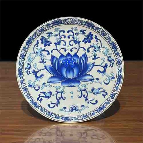 Mâm Bồng Sứ Sen Trắng Xanh DT223