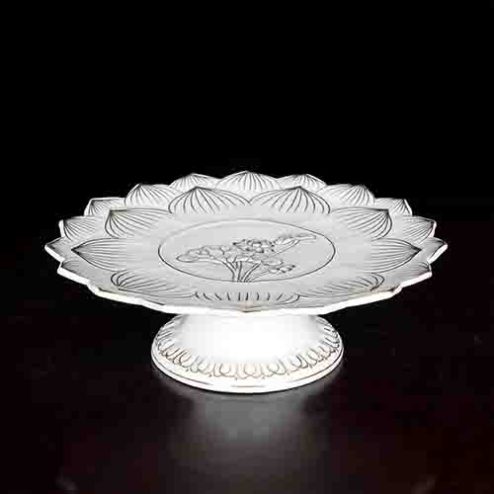 Mâm Bồng Sứ Trắng Hoa Sen Viền Vàng DT239