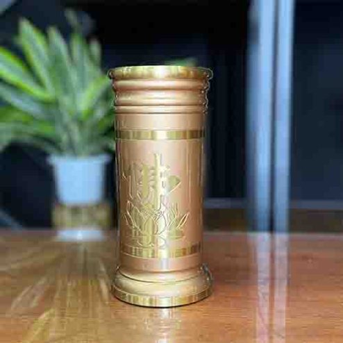 Ống Hương Đồng Hoa Sen Vàng Chữ Phật DT312