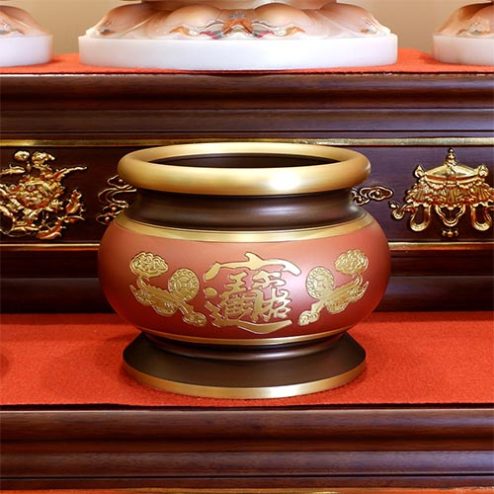 Bát Hương Đồng Nâu Chữ Phật Nổi Cao Cấp DT456