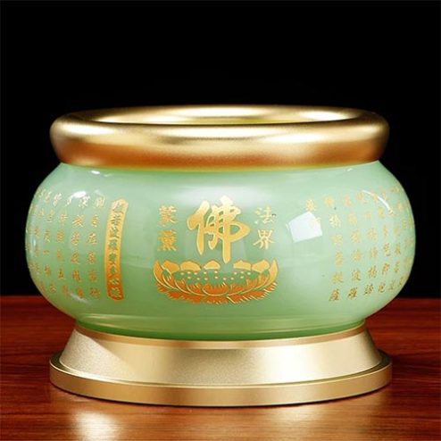 Bát Hương Ngọc Bọc Đồng Xanh Ngọc Cao Cấp DT589