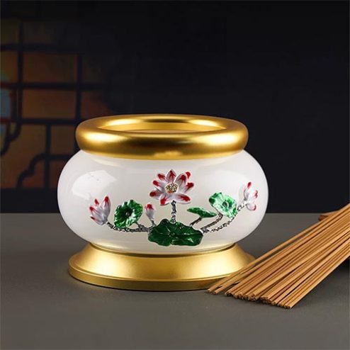 Bát Hương Ngọc Trắng Hoa Sen Nổi Cao Cấp DT513