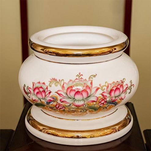 Bát Hương Sứ Sen Tam Bảo Nhập Khẩu DT491