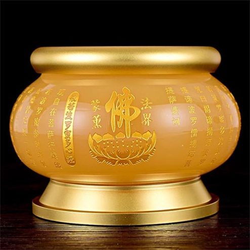 Bát Hương Tâm Kinh Ngọc Bọc Đồng Vàng Cao Cấp DT584