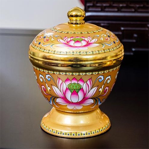 Bát Sâm Hợp Kim Gấm Hoa Sen Vàng Cao Cấp DT388
