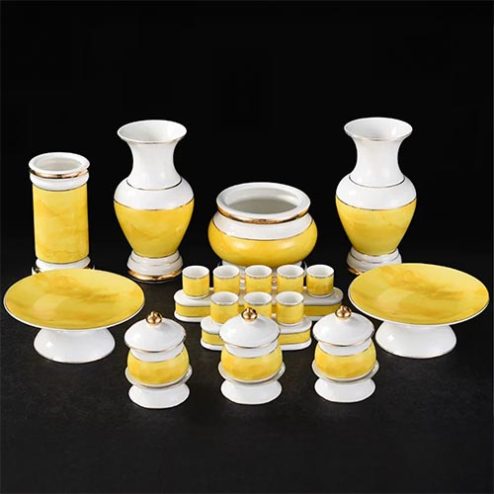 Bộ Đồ Thờ Sứ Giả Đá Vàng Nhập Khẩu BDT088