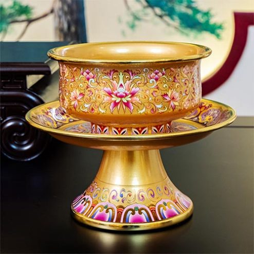 Chân Nến Hợp Kim Gấm Hoa Sen Vàng Cao Cấp DT389