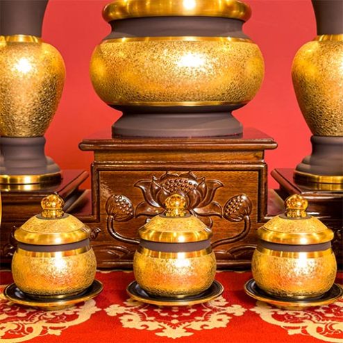 Chén Nước Thờ Đồng Ánh Kim Viền Nâu DT440