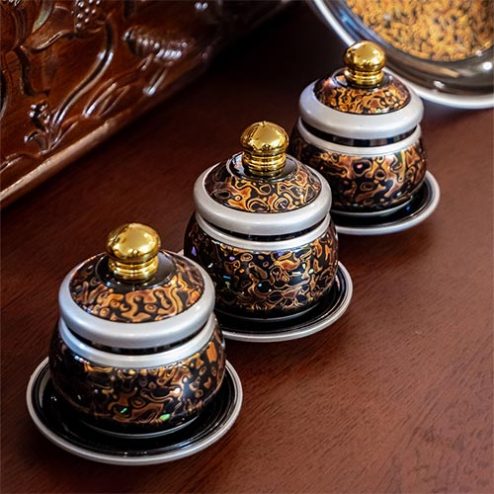 Chén Nước Thờ Đồng Hoa Văn Đen Nhập Khẩu DT452