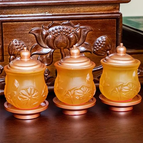 Chén Nước Thờ Lưu Ly Hoa Sen Cao Cấp DT404