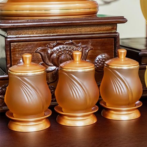 Chén Nước Thờ Lưu Ly Lá Sen Cao Cấp DT402
