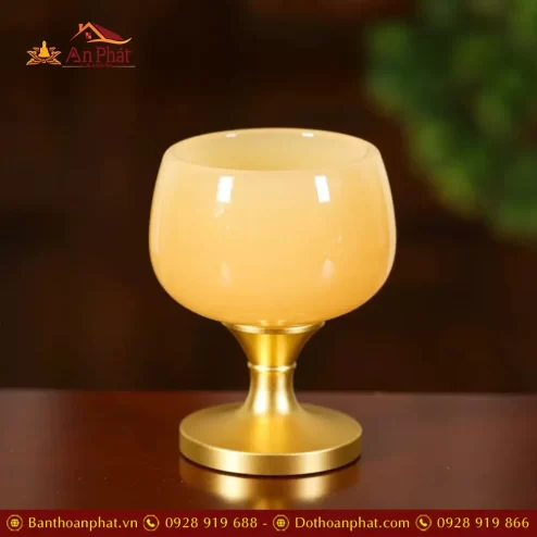 Chén Nước Thờ Ngọc Chân Đồng Cao Cấp DT583 - Vàng
