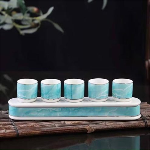 Chén Nước Thờ Sứ Giả Đá Xanh Dương Nhập Khẩu DT540