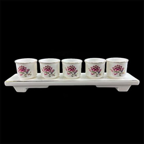 Chén Nước Thờ Sứ Sen Tam Bảo Trắng Nhập Khẩu DT493