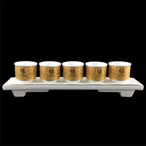 Chén Nước Thờ Sứ Tâm Kinh Vàng Nhập Khẩu DT502