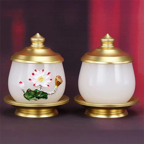 Choé Thờ Ngọc Trắng Hoa Sen Nổi Cao Cấp DT515