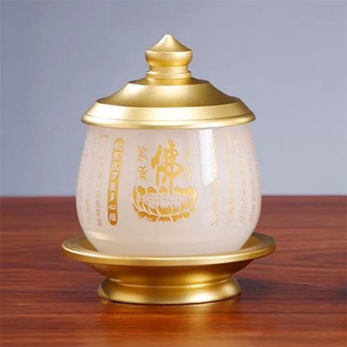 Choé Thờ Ngọc Trắng Tâm Kinh Bọc Đồng Cao Cấp DT579