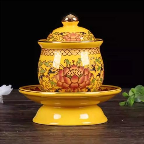 Choé Thờ Sứ Gấm Vàng Hoa Sen DT603