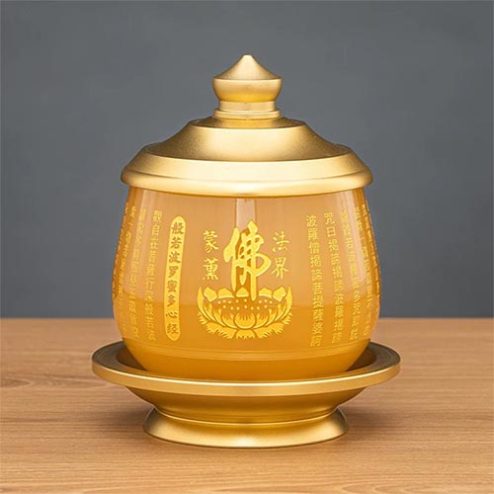 Choé Thờ Tâm Kinh Ngọc Bọc Đồng Vàng Cao Cấp DT585