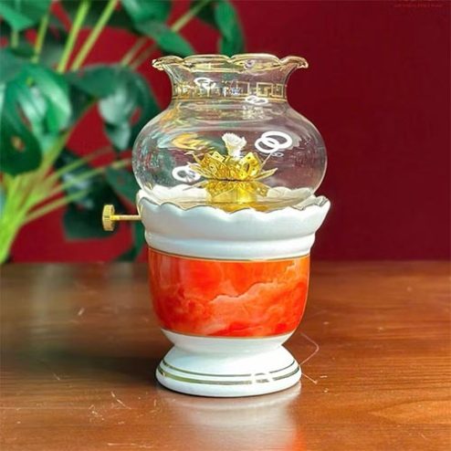 Đèn Dầu Thờ Sứ Giả Đá Đỏ Nhập Khẩu DT552