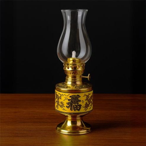 Đèn Dầu Thờ Sứ Kim Xa Vàng Nhập Khẩu DT599