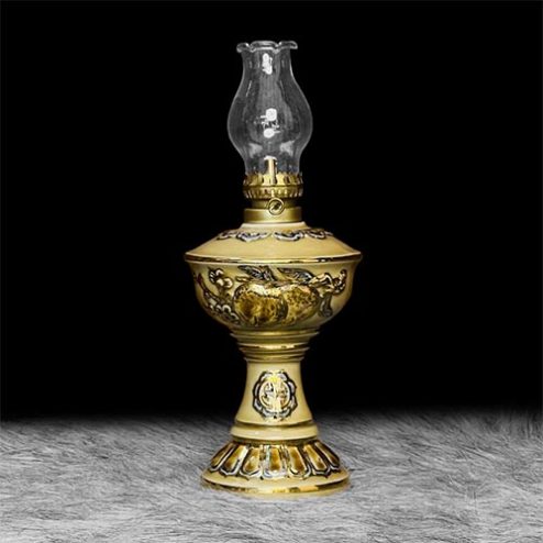 Đèn Thờ Dầu Hoàng Thổ Gốm Bát Tràng Vẽ Vàng DT650