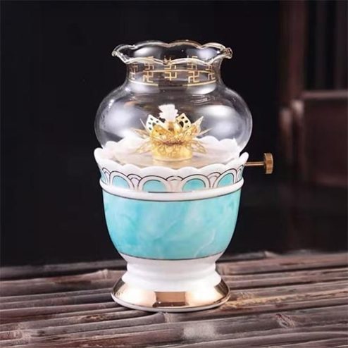 Đèn Thờ Dầu Sứ Giả Đá Xanh Dương Nhập Khẩu DT543