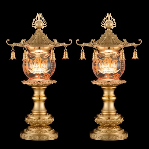 Đèn thờ điện bằng đồng hình cầu pha lê nhiều mẫu DTD1427 An Phát