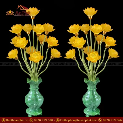 Đèn thờ điện bình ngọc 13 bông hoa sen cao cấp