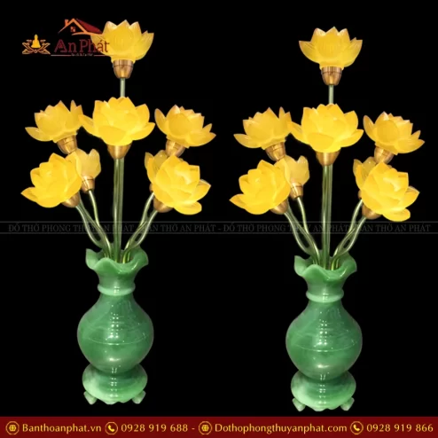 Đèn thờ điện bình ngọc 9 bông hoa sen lưu ly Đài Loan