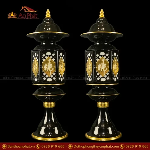 Đèn thờ điện cầu đồng thân đen DTD1407 An Phát