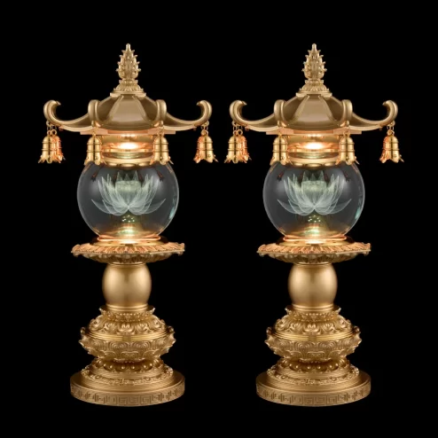 Đèn thờ điện đồng cao cấp hình cầu pha lê DTD1431 An Phát