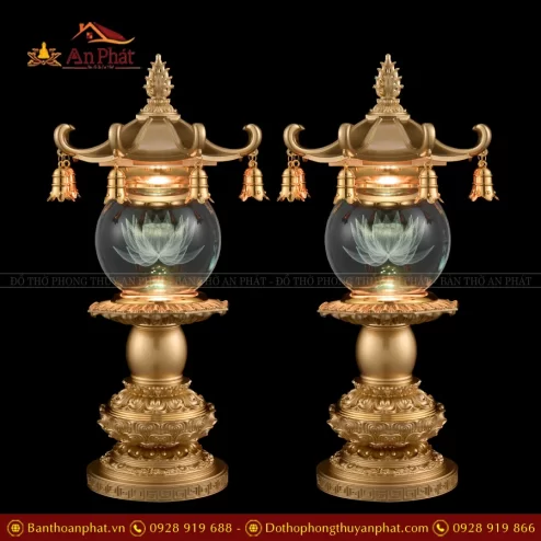 Đèn thờ điện đồng cao cấp hình cầu pha lê DTD1431 An Phát