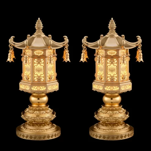 Đèn thờ điện bằng đồng cao cấp họa tiết Hoa sen