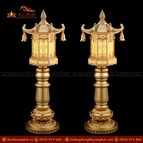 Đèn thờ điện đồng đa diện thân cao nhiều mẫu DTD1429 An Phát