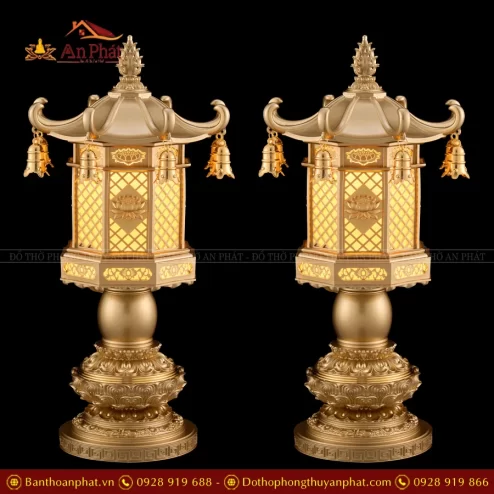 Đèn thờ điện đồng lục giác nhập khẩu cao cấp DTD1430 An Phát