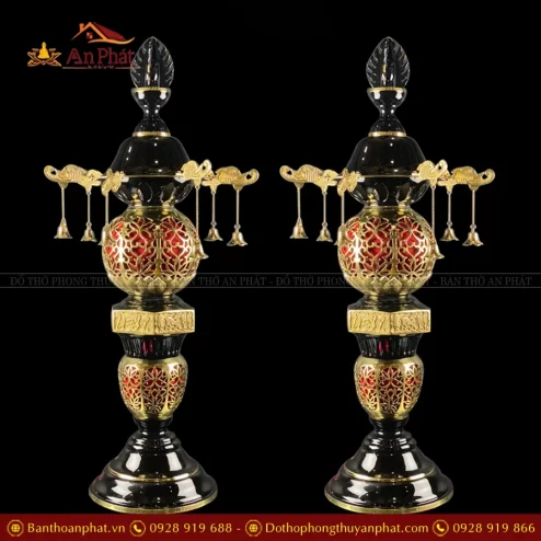 Đèn thờ điện hình cầu đồng có chuông DTD1406 An Phát