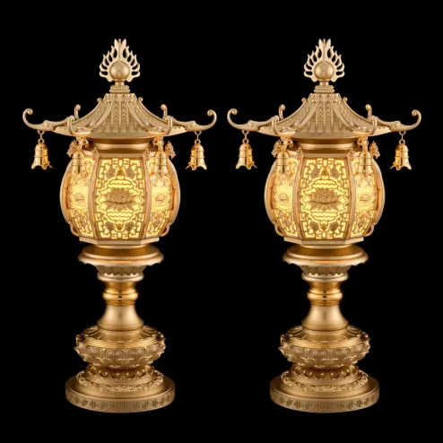 Đèn thờ điện hình cầu hợp kim đồng DTD1426 An Phát