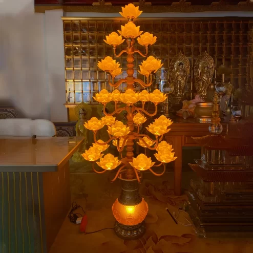 Đèn thờ điện hoa sen bình lưu ly nhiều bông DTD1419 An Phát