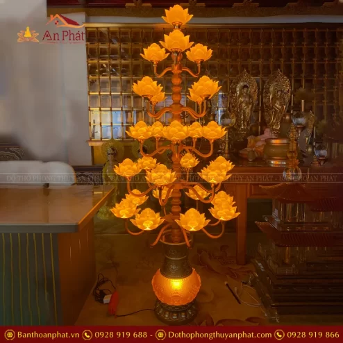 Đèn thờ điện hoa sen bình lưu ly nhiều bông DTD1419 An Phát