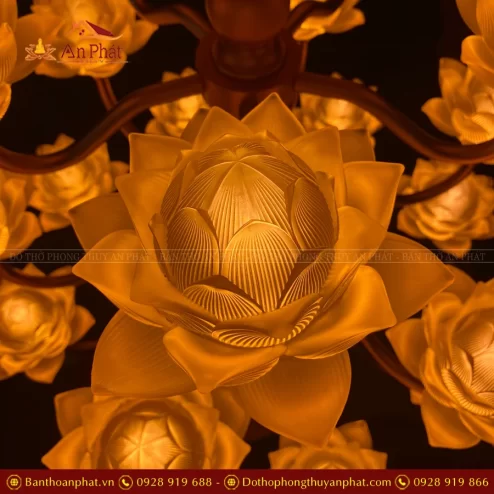 Đèn thờ hoa sen lưu ly nhập khẩu Đài Loan