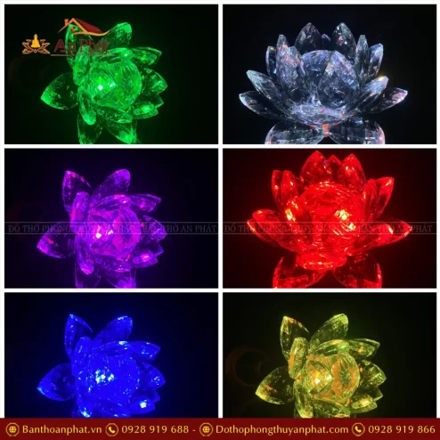 Bông hoa sen pha lê nhiều màu