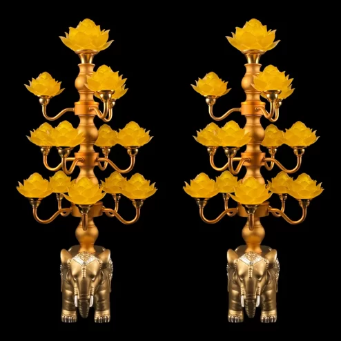 Đèn thờ điện hoa sen đế voi nhiều bông DTD1420 An Phát