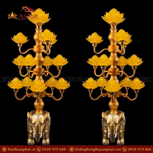 Đèn thờ điện hoa sen đế voi nhiều bông DTD1420 An Phát