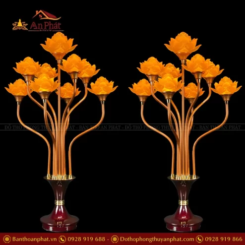 Đèn thờ điện hoa sen lưu ly bông nở DTD1414 An Phát