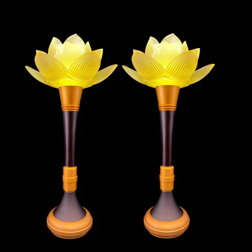 Đèn thờ điện hoa sen lưu ly bông nở thân đồng DTD1416 An Phát