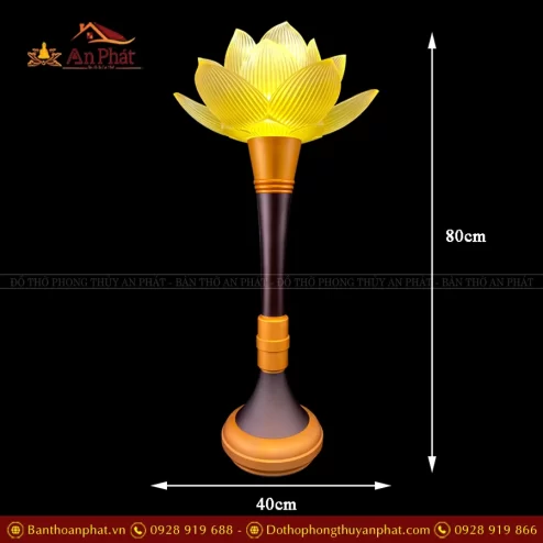 Đèn thờ cúng lưu ly hoa sen cao cấp