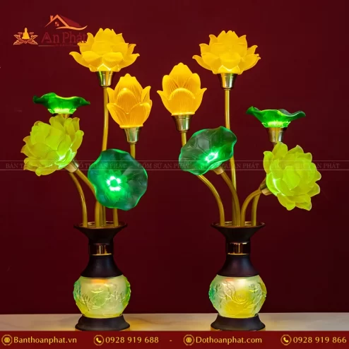 Mẫu đèn thờ hoa sen lưu ly đẹp nhất